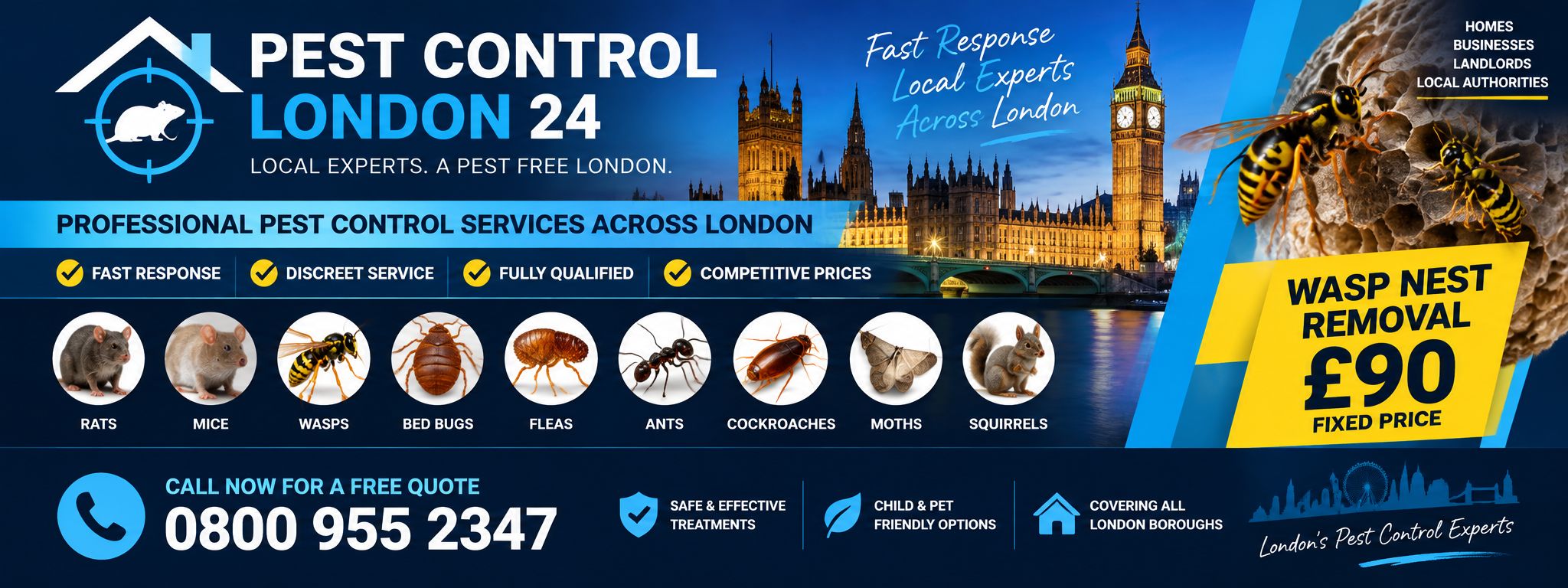 Pest Control London 24 website banner